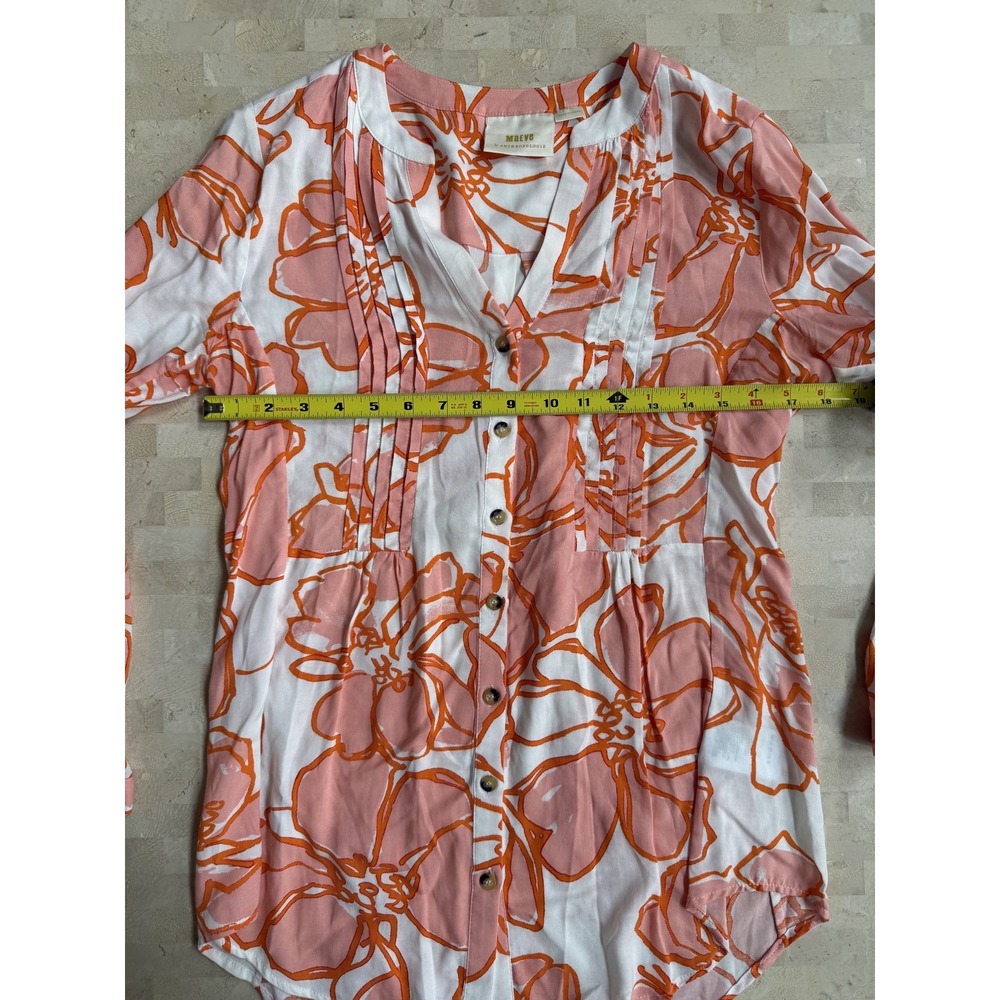 Anthropologie Maeve Pintucked Floral Buttondown Print Peasant Blouse Boho Size S - Picture 9 of 9